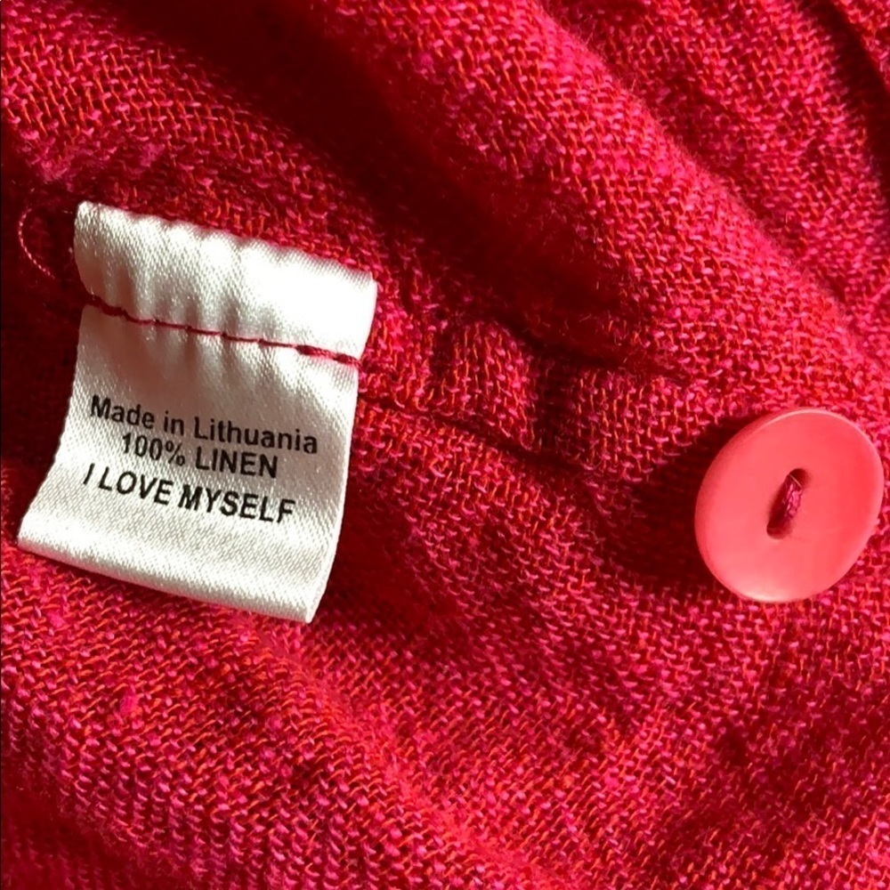 Flax red linen button front blouse Size Medium - Picture 8 of 9